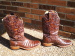 10C Boulet Cayman Alligator Boots-Tooled Leather Tops