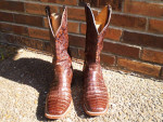 10C Boulet Cayman Alligator Boots-Tooled Leather Tops
