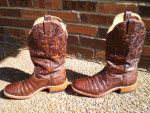 10C Boulet Cayman Alligator Boots-Tooled Leather Tops