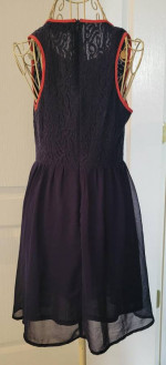 FRANCESCA’S BLUE RAIN Navy Blue/Orange Lace Sheer Sleeveless Dress - M