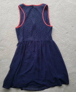FRANCESCA’S BLUE RAIN Navy Blue/Orange Lace Sheer Sleeveless Dress - M