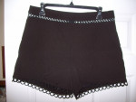 Black suede pencil skirt Ladies size Med, Peep Show shorts size Large