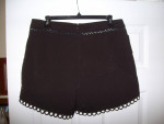 Black suede pencil skirt Ladies size Med, Peep Show shorts size Large