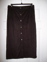 Black suede pencil skirt Ladies size Med, Peep Show shorts size Large
