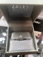 Zales diamond halo engagement wedding ring set. 14K white gold