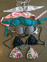 6 Gently used Bathing Suit tops incl. O'Neill +Eliana- Size small