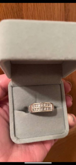 Men’s .50 ctw double row natural diamond wedding band ring. 10K gold