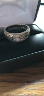 Men’s .50 ctw double row natural diamond wedding band ring. 10K gold
