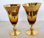 MURANO TRE FUOCHI VENETIAN RUBY RED & 24 KT GOLD ITALIAN GLASS HAND PAINTED