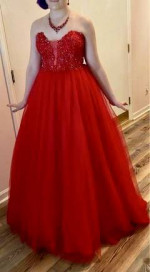 Glow Red Corset Prom Dress size 10/12