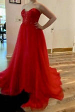 Glow Red Corset Prom Dress size 10/12