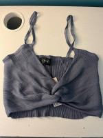 Cider Blue Rib Crop Crossed top