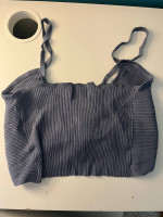 Cider Blue Rib Crop Crossed top