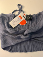 Cider Blue Rib Crop Crossed top