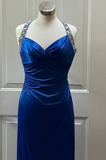 Pre Owned Prom or Wedding Guest Dress Blue Floor Length Key Hole Back