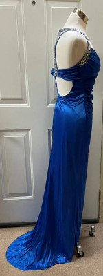 Pre Owned Prom or Wedding Guest Dress Blue Floor Length Key Hole Back