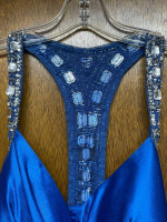 Pre Owned Prom or Wedding Guest Dress Blue Floor Length Key Hole Back