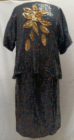 Jewel Queen Vintage Silk & Sequin 2pc Ensemble Size L