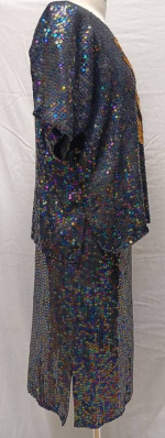 Jewel Queen Vintage Silk & Sequin 2pc Ensemble Size L