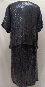 Jewel Queen Vintage Silk & Sequin 2pc Ensemble Size L