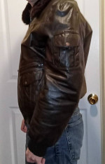 Vintage genuine leather Chess King bomber jacket.