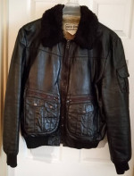 Vintage genuine leather Chess King bomber jacket.