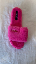 La Jolie Unisex Adult Pink Indoor/Outdoor Faux Fur Slide Sandal Slippe