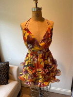 Flounce dress, 2-way straps