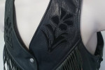 Kerr Fringed Fine Leather Braided-Sides Lined Vest w Inlays MADE USA