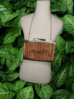 NWOT Annabel Ingall clutch with attached chain Bronze