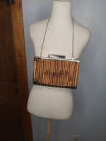 NWOT Annabel Ingall clutch with attached chain Bronze