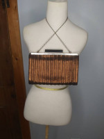 NWOT Annabel Ingall clutch with attached chain Bronze