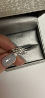 3 piece invisible diamond engagement wedding ring set. 14K white gold