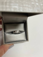 3 piece invisible diamond engagement wedding ring set. 14K white gold