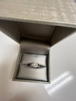 3 piece invisible diamond engagement wedding ring set. 14K white gold