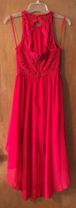 Fancy Sleeveless Red Formal Dress - Size 3