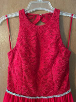 Fancy Sleeveless Red Formal Dress - Size 3