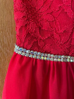 Fancy Sleeveless Red Formal Dress - Size 3