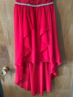 Fancy Sleeveless Red Formal Dress - Size 3