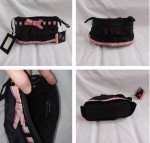 New Frankie & Johnnie Purse Clutch Bag Black Ruffle Mini Skirt Pink