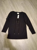 Anthropologie Black Lace Up Top