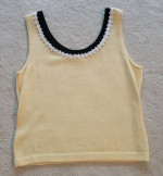 ST. JOHN Lt Yellow and Black/White Decorative Trim Knit Shell Top Sz P