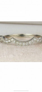 14K white gold diamond anniversary wedding band curved like new
