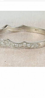 14K white gold diamond anniversary wedding band curved like new