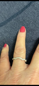 14K white gold diamond anniversary wedding band curved like new