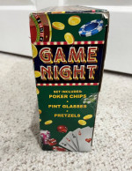 Game Night Poker Set – Poker Chips/Pint Glasses/Pretzels Unopened/New