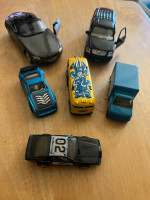 3 MATCHBOX CARS, SPONGE BOB, TWO LARGER CARS