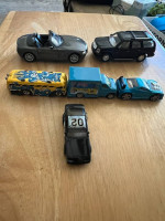 3 MATCHBOX CARS, SPONGE BOB, TWO LARGER CARS
