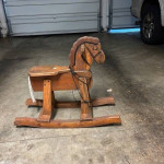 Vintage Solid Wood Rocking Horse Hand Painted Toddler