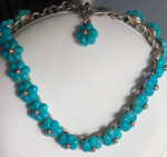 Sterling Silver Turquoise Flower Bracelet